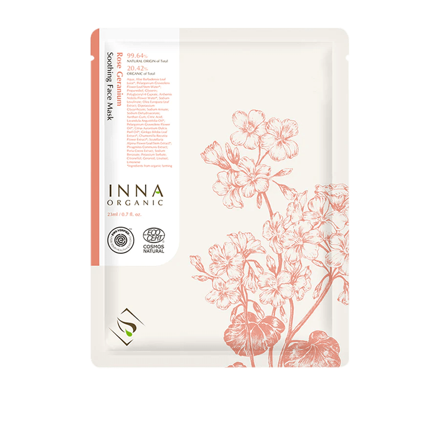 Inna Organic Sheet Mask Inna Organic Rose Geranium Skin Soothing Facial Mask