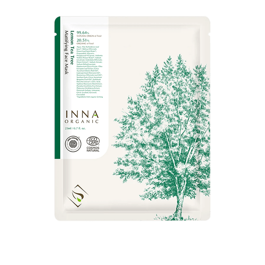 Nourish Clean Beauty Sheet Mask Inna Organic Lemon Tea Tree Mattifying Face Mask